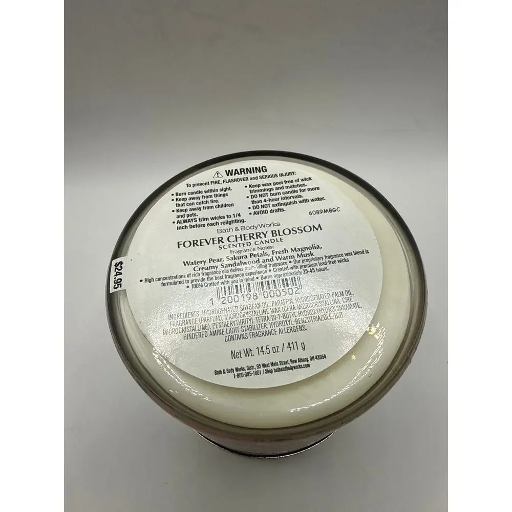 Bath & Body Works Forever Cherry Blossom 3-Wick Candle New 14.5 oz Spring